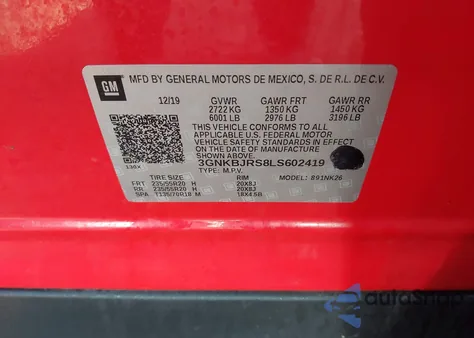 2020 Chevrolet Blazer Awd 3Lt from USA, damaged, VIN 3GNKBJRS8LS602419